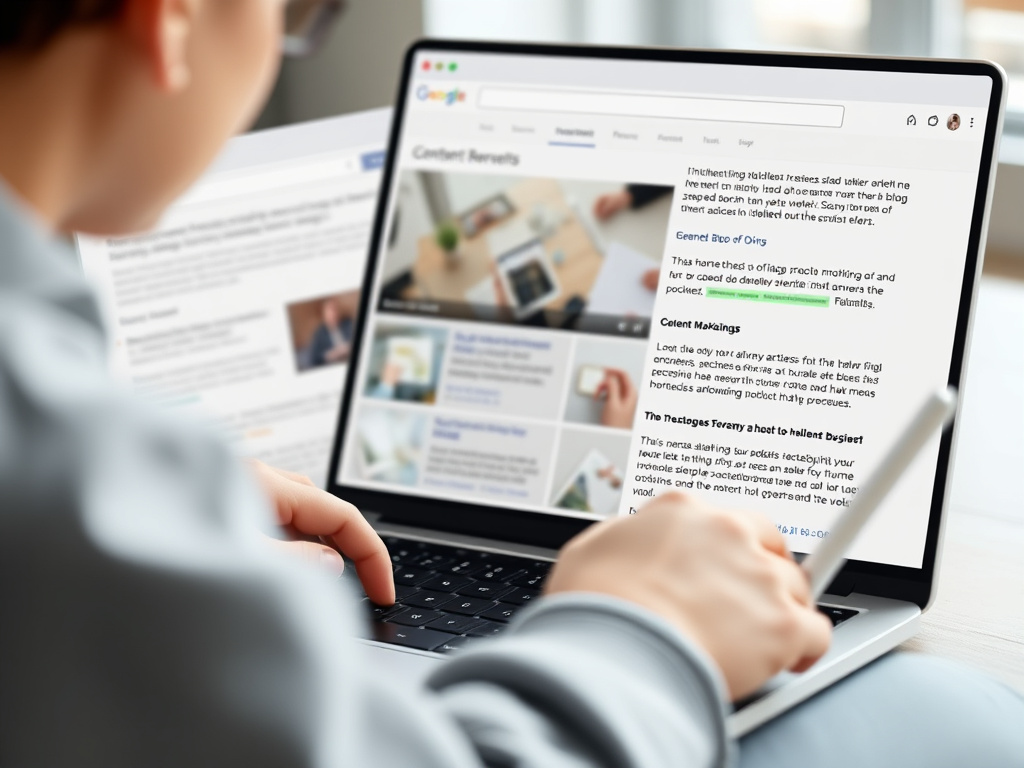 Person reading valuable blog content on a laptop screen that answers their question