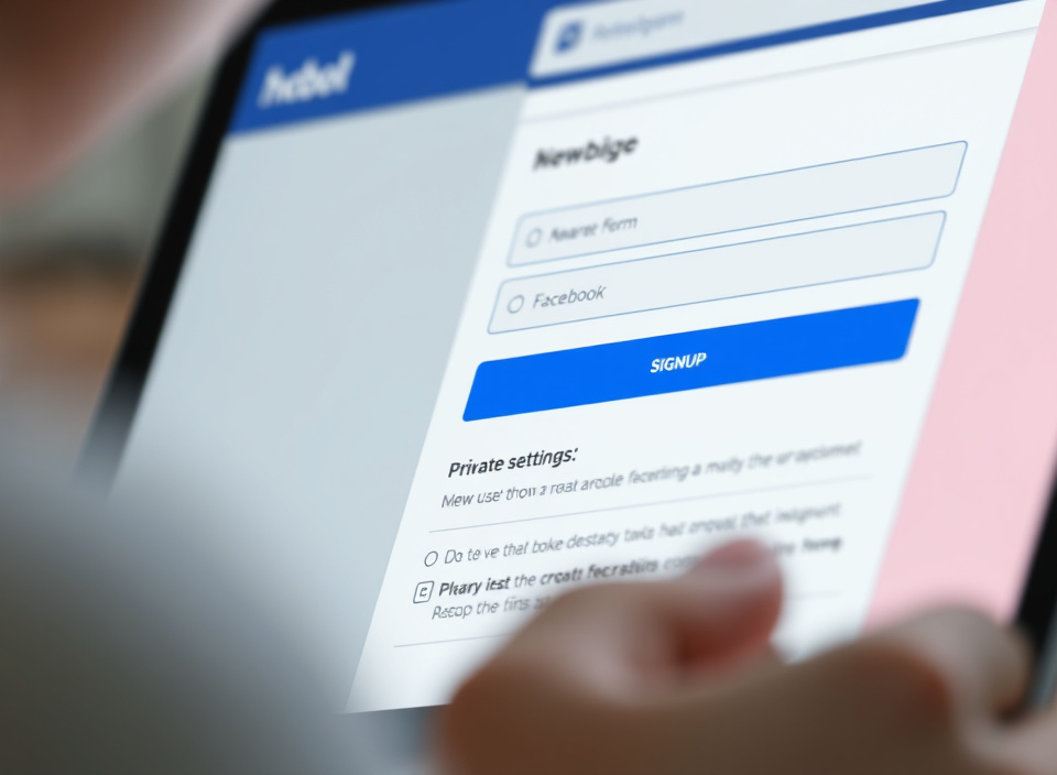 Someone setting up a new social media account and reviewing privacy options during registration